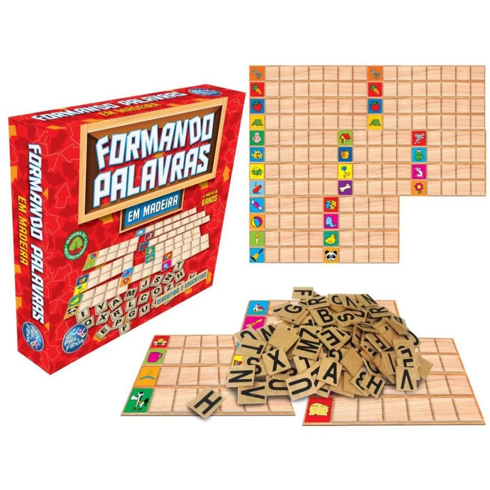 Brinquedo Pedagogico Madeira Formando Palavras Pais E Filhos - imagem 2