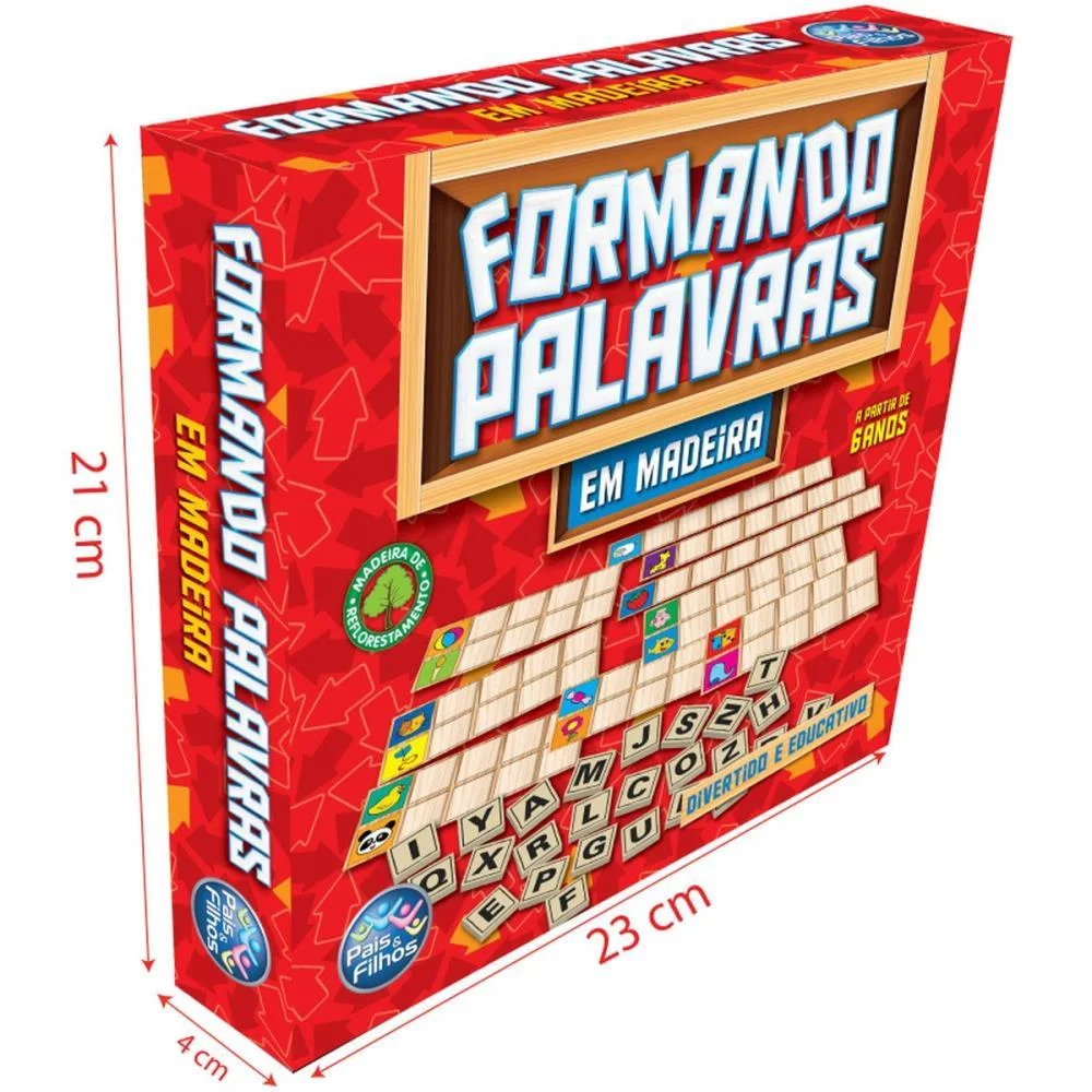 Brinquedo Pedagogico Madeira Formando Palavras Pais E Filhos - imagem 4