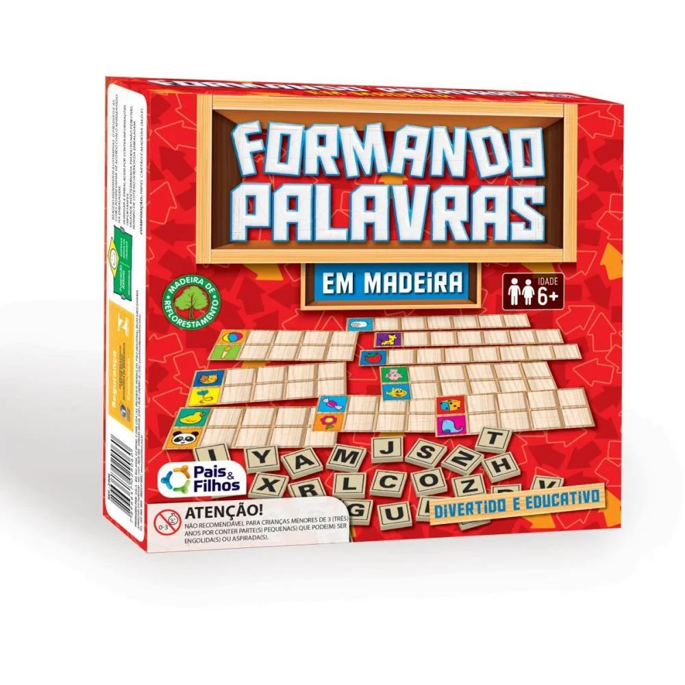 Brinquedo Pedagogico Madeira Formando Palavras Pais E Filhos - imagem 5