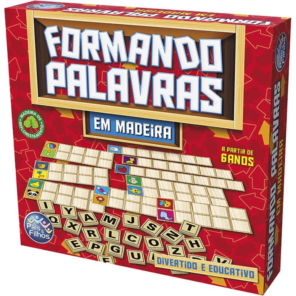 Brinquedo Pedagogico Madeira Formando Palavras Pais E Filhos - imagem 7