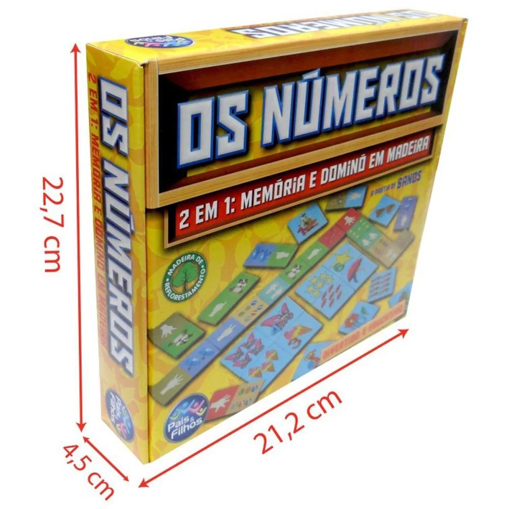 Brinquedo Pedagogico Madeira Os Numeros Domino E Memoria Pais E Filhos - imagem 4