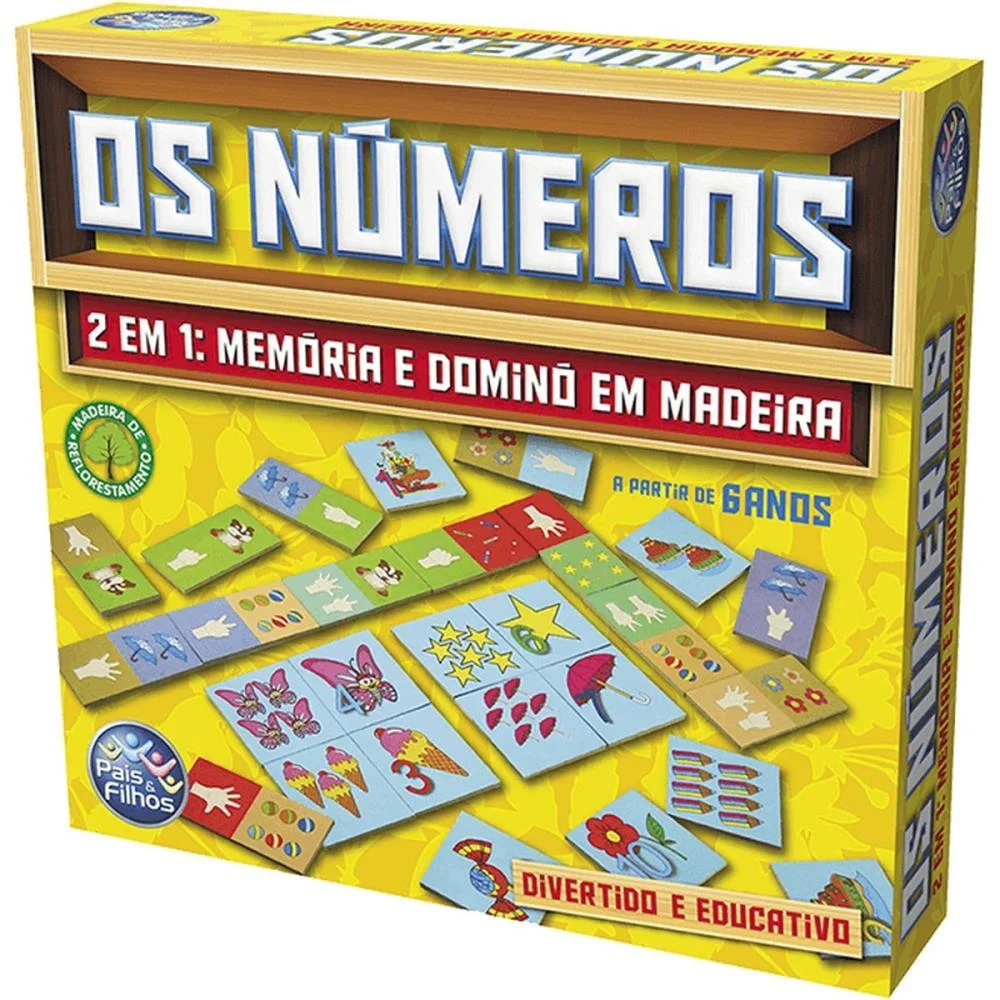 Brinquedo Pedagogico Madeira Os Numeros Domino E Memoria Pais E Filhos - imagem 8