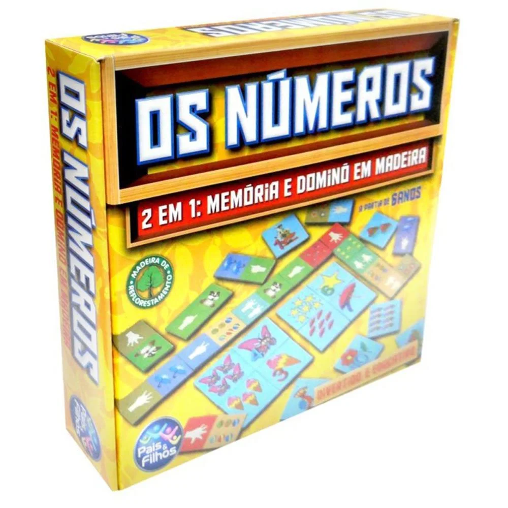 Brinquedo Pedagogico Madeira Os Numeros Domino E Memoria Pais E Filhos - imagem 9