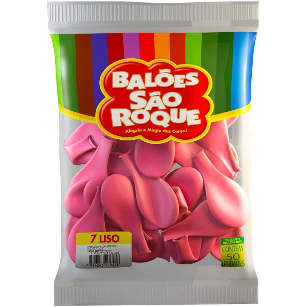 Balao 7 Liso Rosa Tutti Frutti Imperial Sao Roque (Pct.c/50) - imagem 4