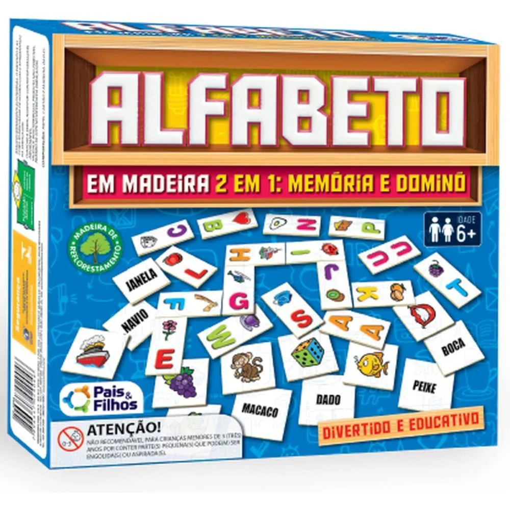 Brinquedo Pedagogico Madeira Alfabeto Domino E Memoria Pais E Filhos - imagem 11