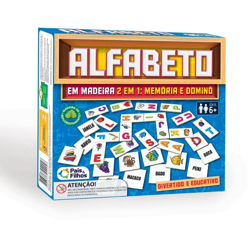 Brinquedo Pedagogico Madeira Alfabeto Domino E Memoria Pais E Filhos - imagem 7