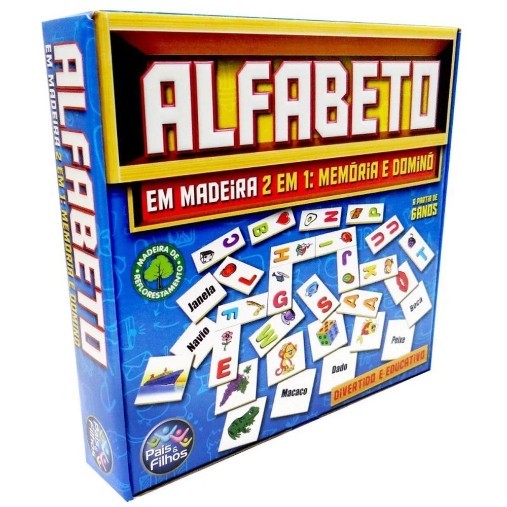 Brinquedo Pedagogico Madeira Alfabeto Domino E Memoria Pais E Filhos - imagem 8