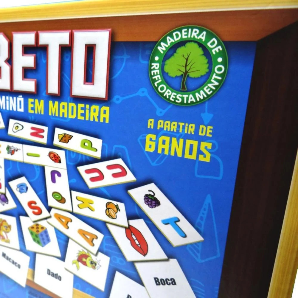 Brinquedo Pedagogico Madeira Alfabeto Domino E Memoria Pais E Filhos - imagem 10