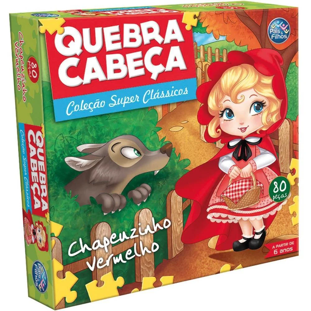 Quebra-Cabeca Cartonado Chapeuzinho Vermelho 80Pcs Pais E Filhos - imagem 3