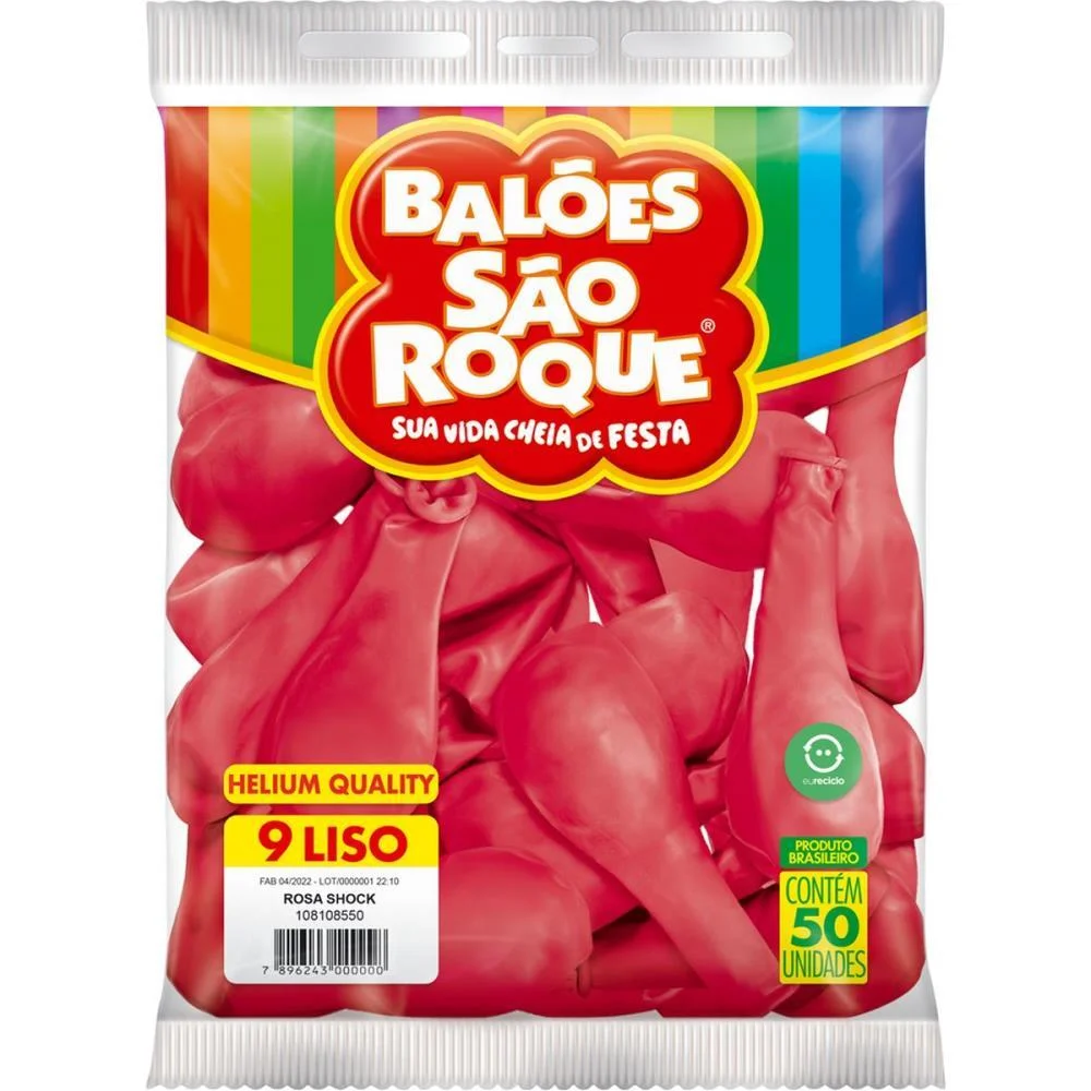 Balao 9 Liso Rosa Shock Sao Roque (Pct.c/50) - imagem 4