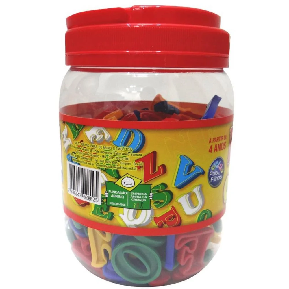 Brinquedo Pedagogico Brincando C/ As Letras 173Pcs Pais E Filhos (Pote) - imagem 6