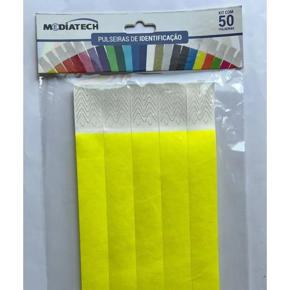Pulseira Identificacao Tyvek Amarelo Fluor Tecnomidia (Pct.c/50) - imagem 5