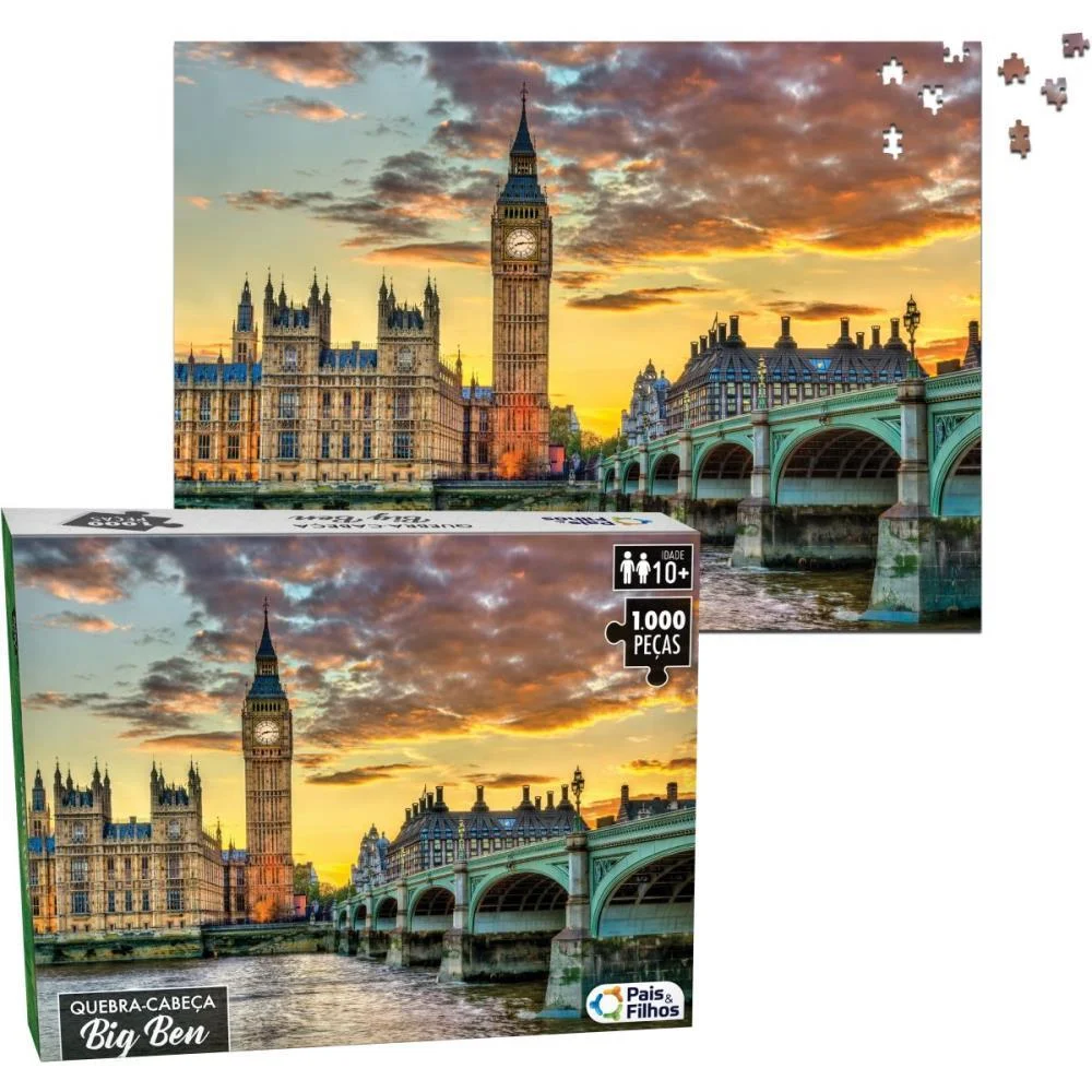 Quebra-Cabeca Cartonado Big Ben 1000 Pecas Pais E Filhos - imagem 5
