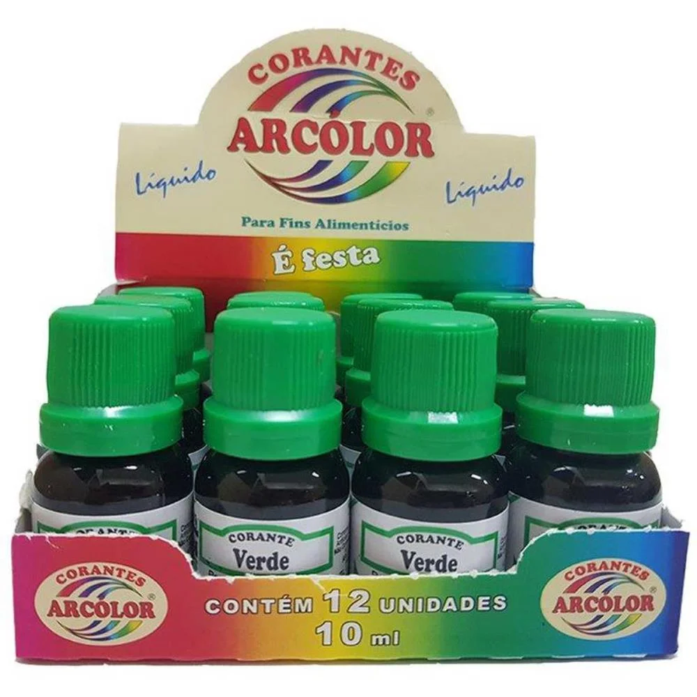 Corante Liquido Alimenticio Verde 10Ml. Arcolor (Cx.c/12) - imagem 4