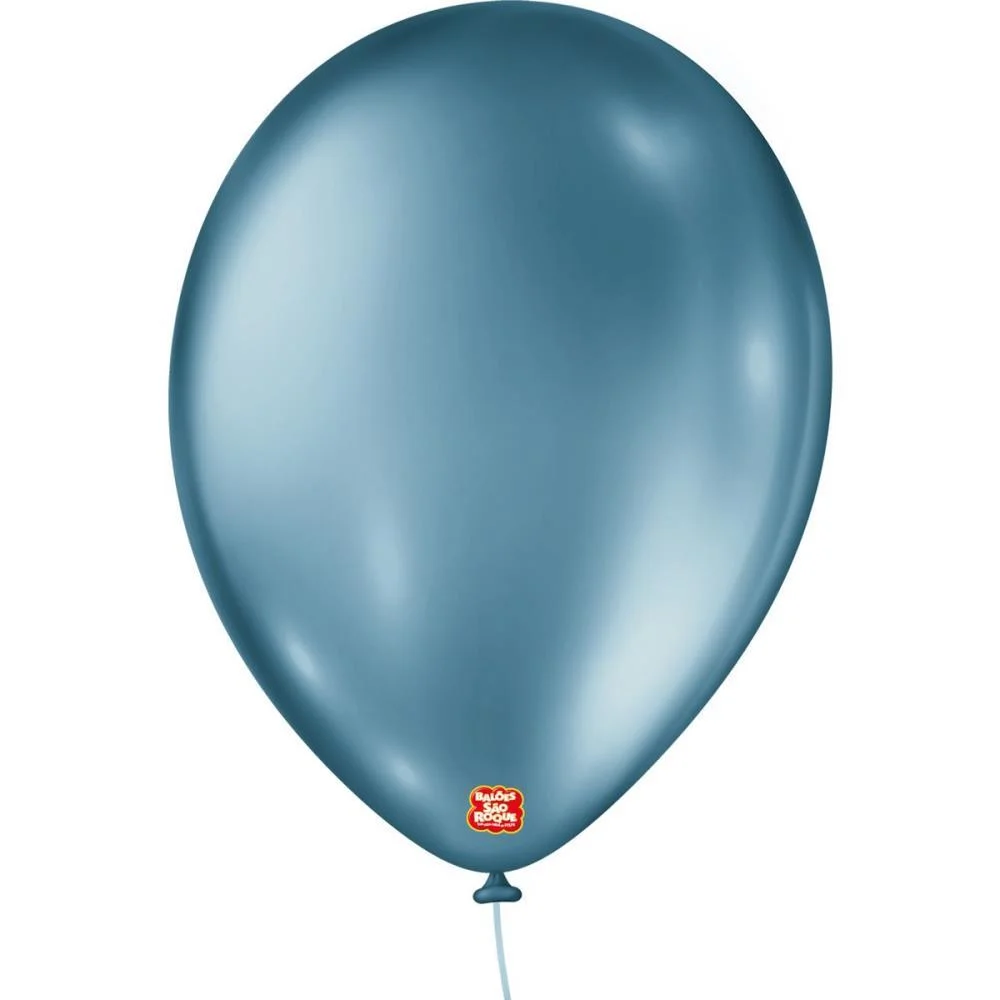 Balao 9 Liso Metalizado Azul Sao Roque (Pct.c/25) - imagem 2