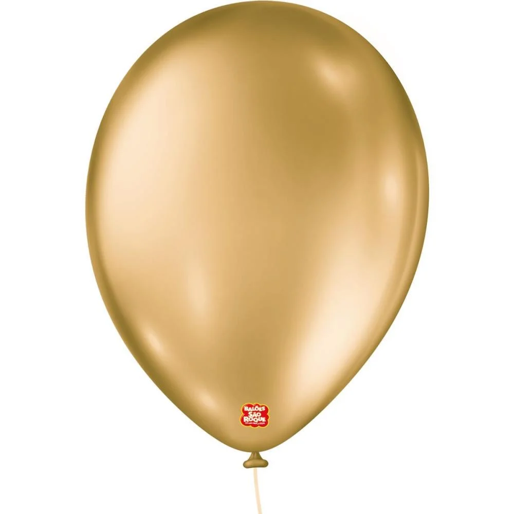 Balao 9 Liso Metalizado Dourado Sao Roque (Pct.c/25) - imagem 3