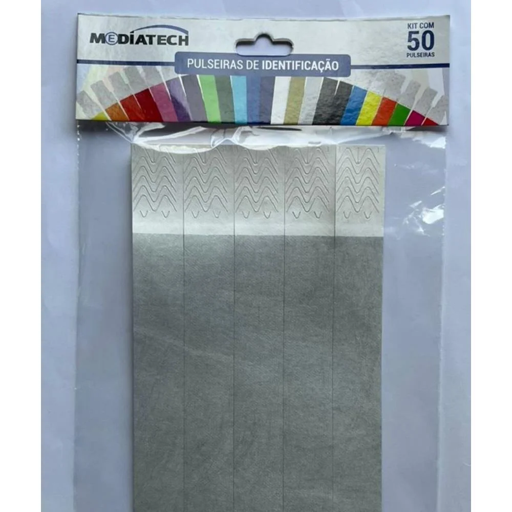 Pulseira Identificacao Tyvek Prata Tecnomidia (Pct.c/50) - imagem 5