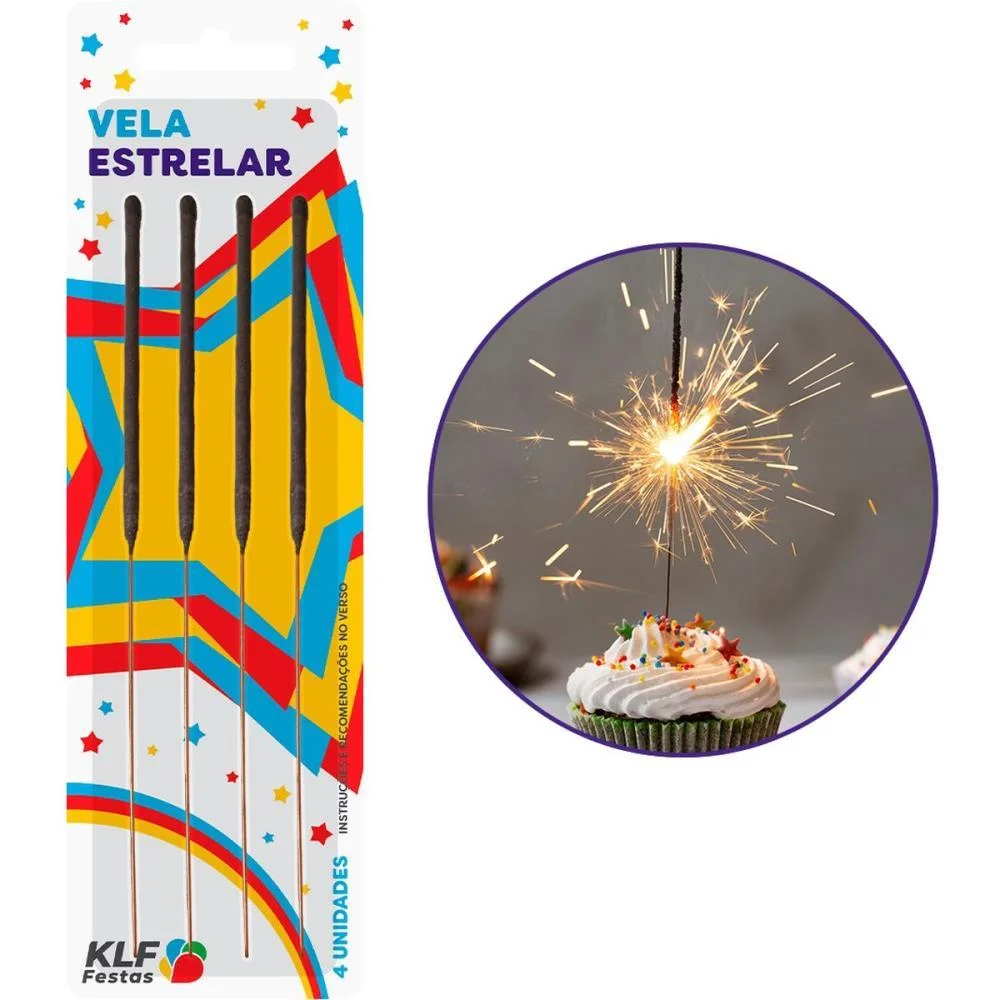 Vela Para Aniversario Estrelar C/04 Klf Festas (Pct.c/10) - imagem 2