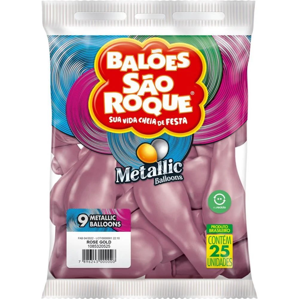 Balao 9 Liso Metalizado Rose Gold Sao Roque (Pct.c/25) - imagem 4