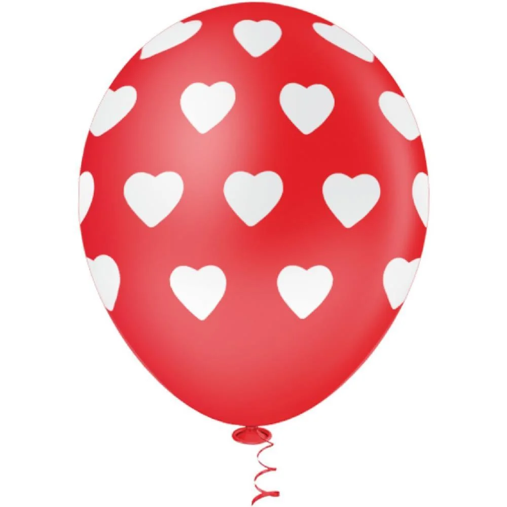 Balao 10 Decorado Vermelho C/Coração Branco Riberball (Pct.c/25) - imagem 3