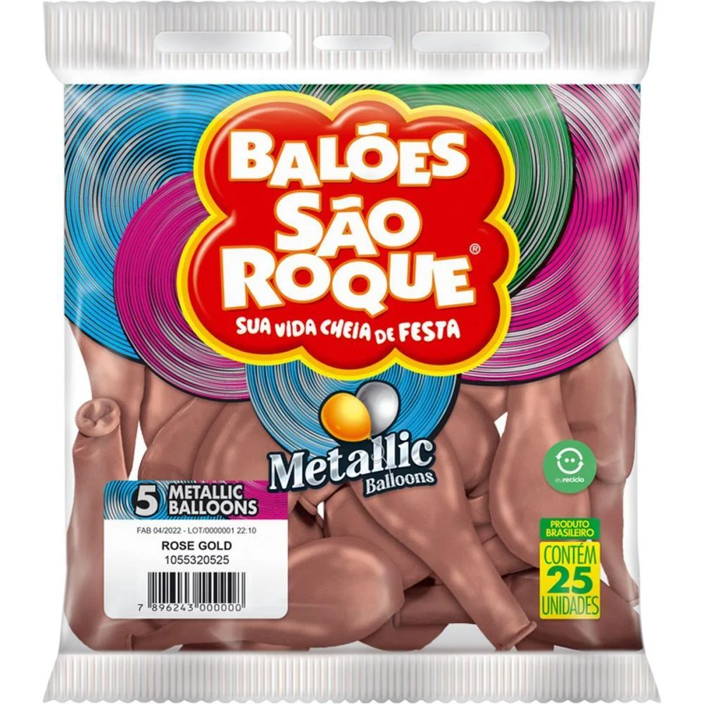 Balao 5 Liso Metalizado Rose Gold Redondo Sao Roque (Pct.c/25) - imagem 4