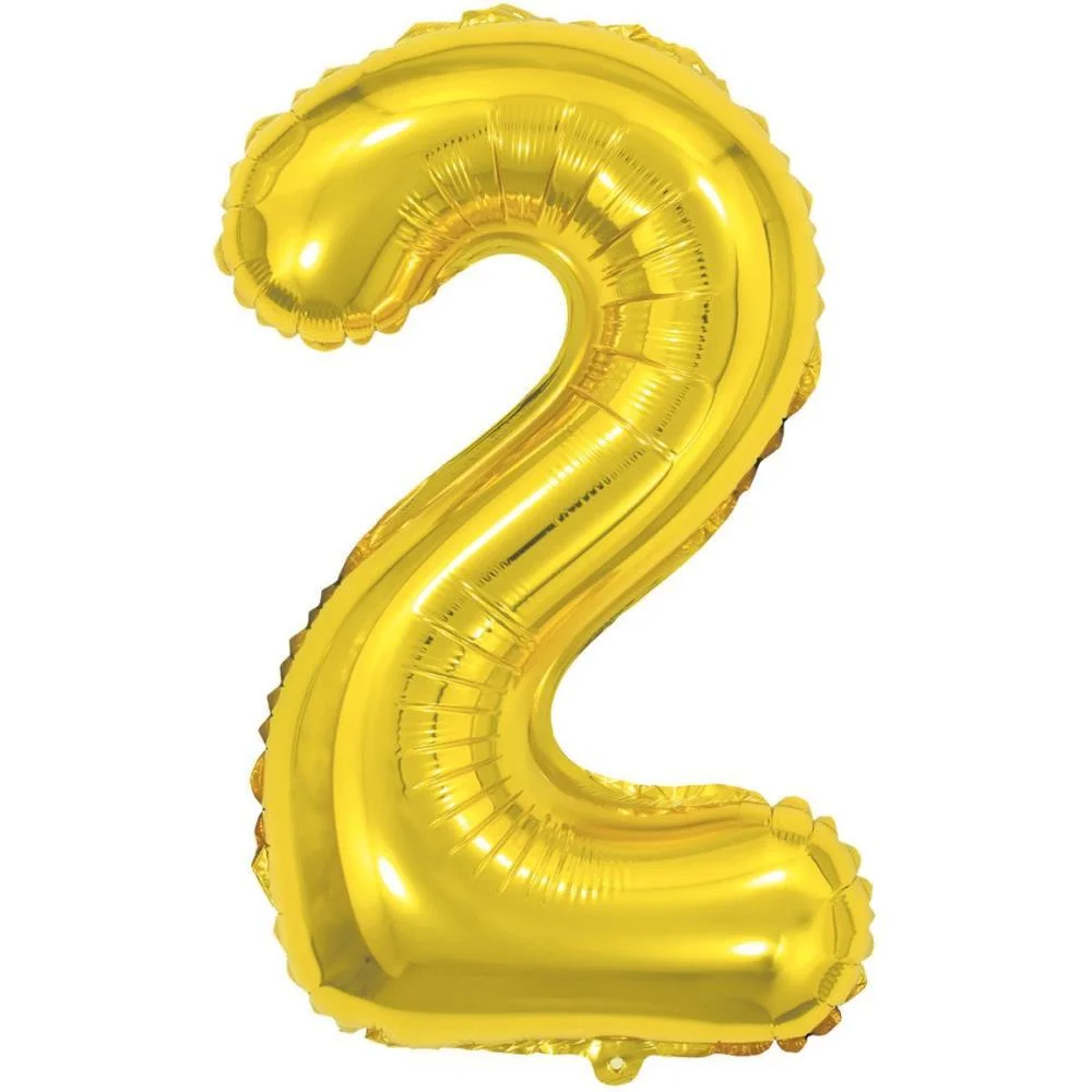 Balao Metalizado Numero 2 Dourado 40Cm. Make+ - imagem 3