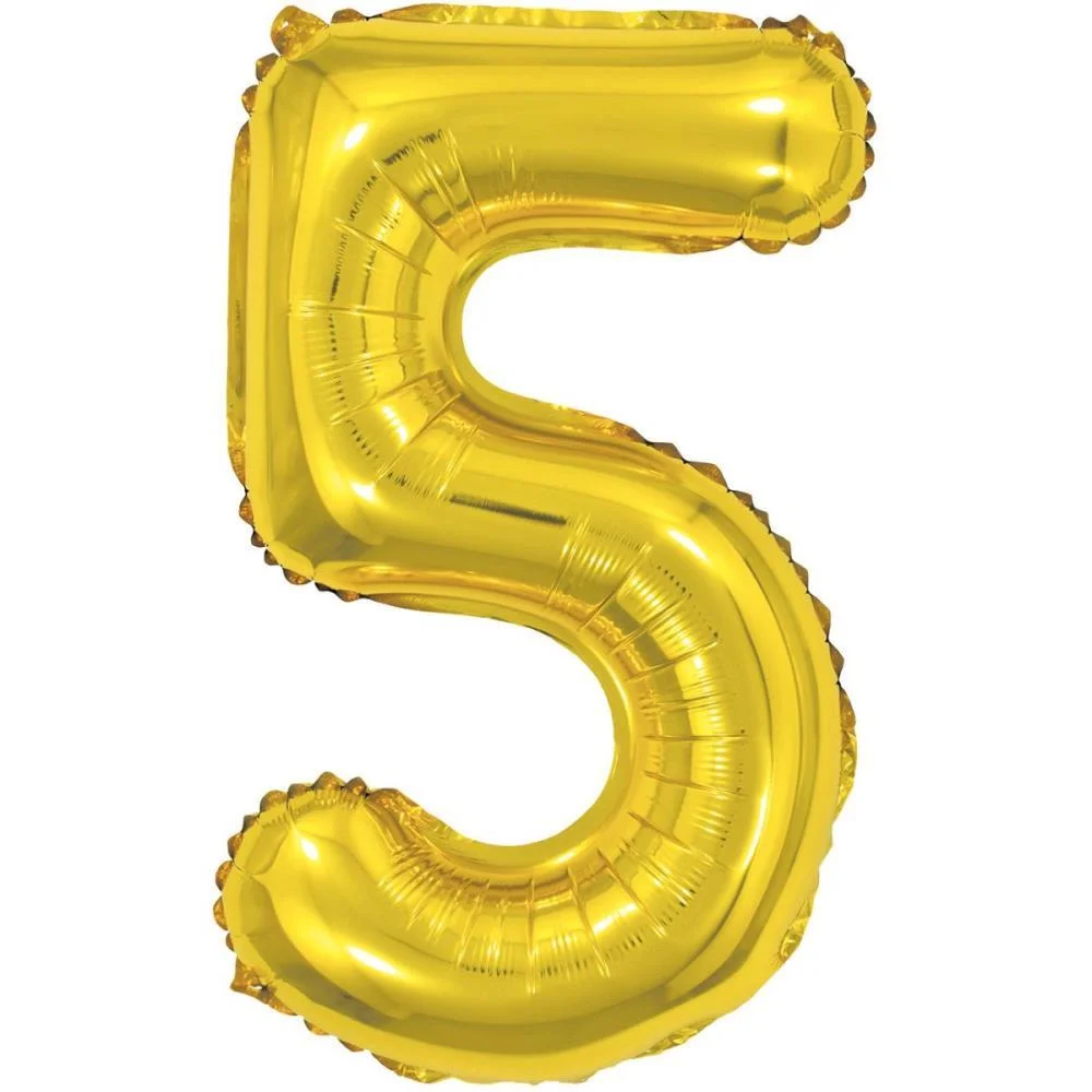 Balao Metalizado Numero 5 Dourado 40Cm. Make+ - imagem 2