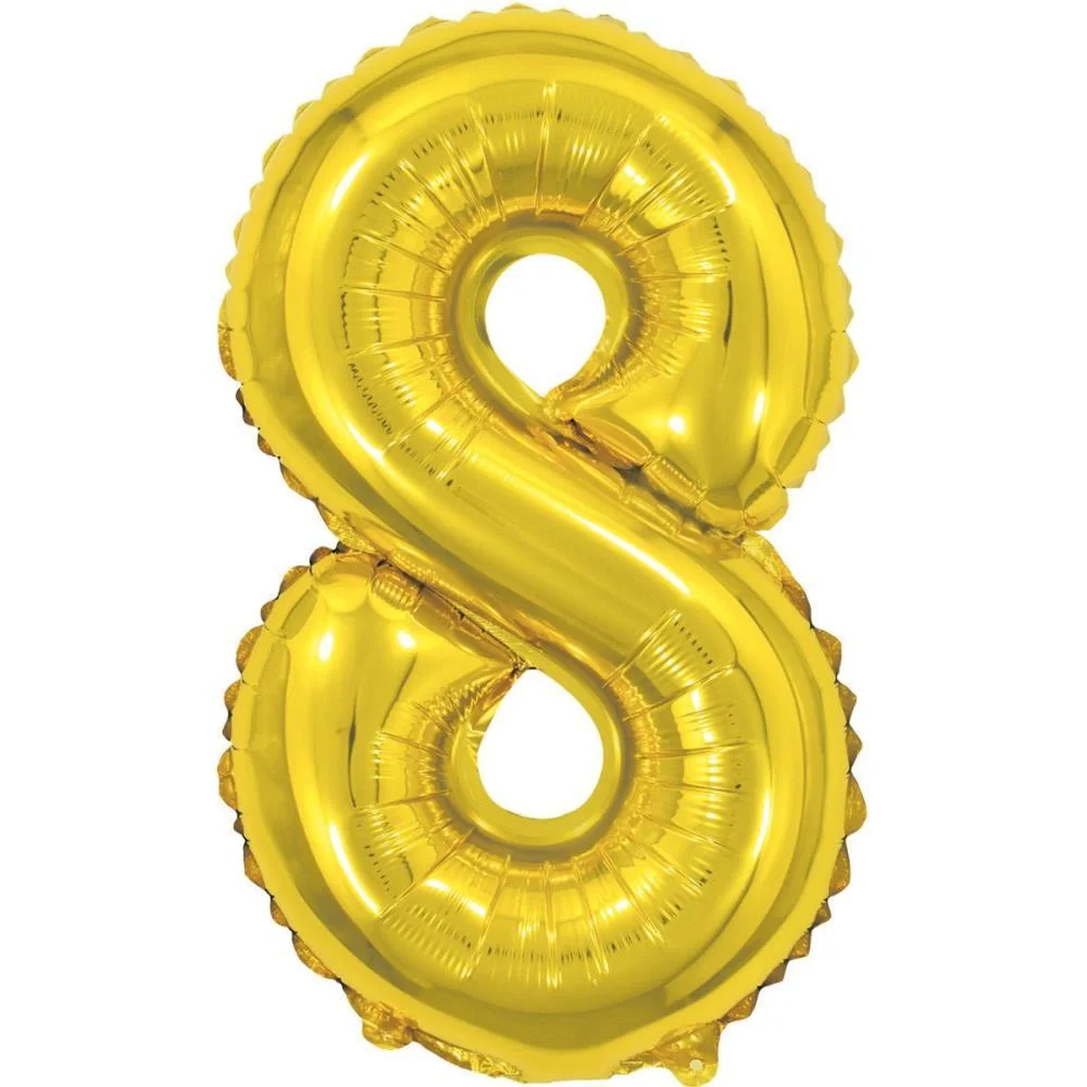 Balao Metalizado Numero 8 Dourado 40Cm. Make+ - imagem 3