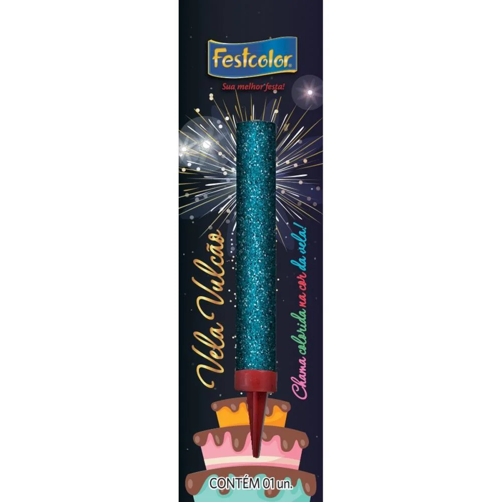 Vela Para Aniversario Vulcao Azul Festcolor - imagem 3