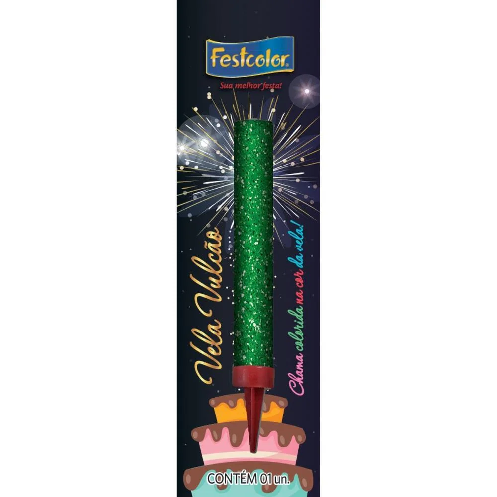 Vela Para Aniversario Vulcao Verde Festcolor - imagem 3