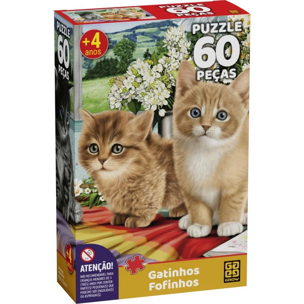Quebra-Cabeca Cartonado Gatinhos Fofinhos P60 Grow - imagem 3