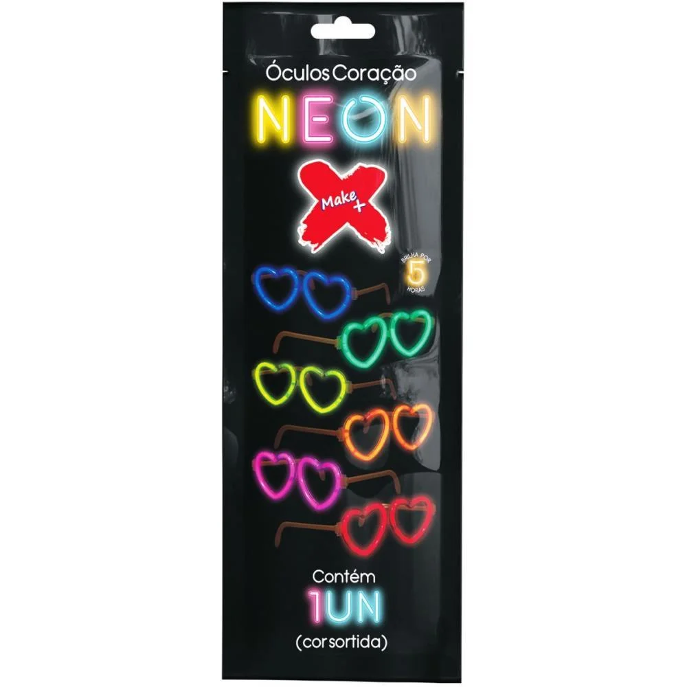 Artigo Para Festa Oculos Bastao Neon Coracao Make+ (Pct.c/12) - imagem 2