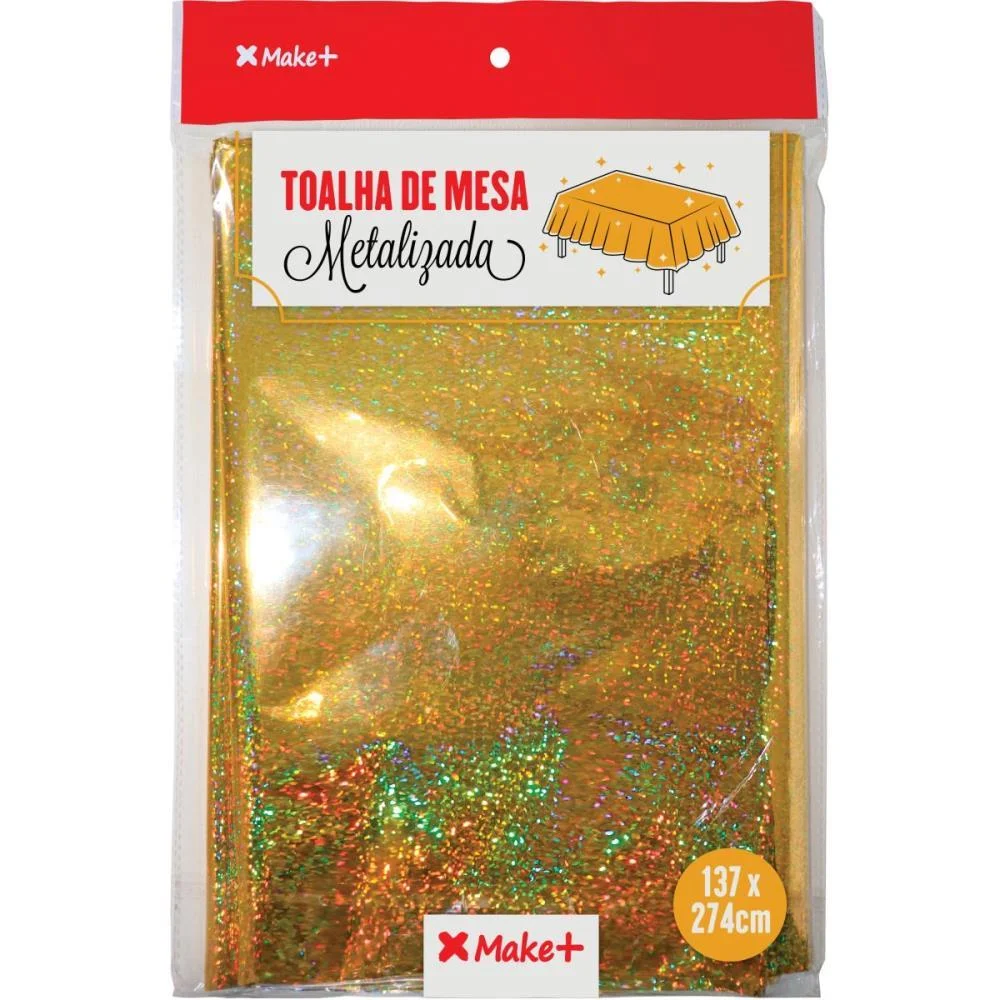 Toalha Plastica Ouro Metalizada 137X274Cm Make+ - imagem 4