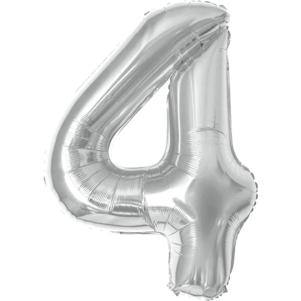 Balao Metalizado Numero 4 Prata 40Cm Make+ - imagem 2