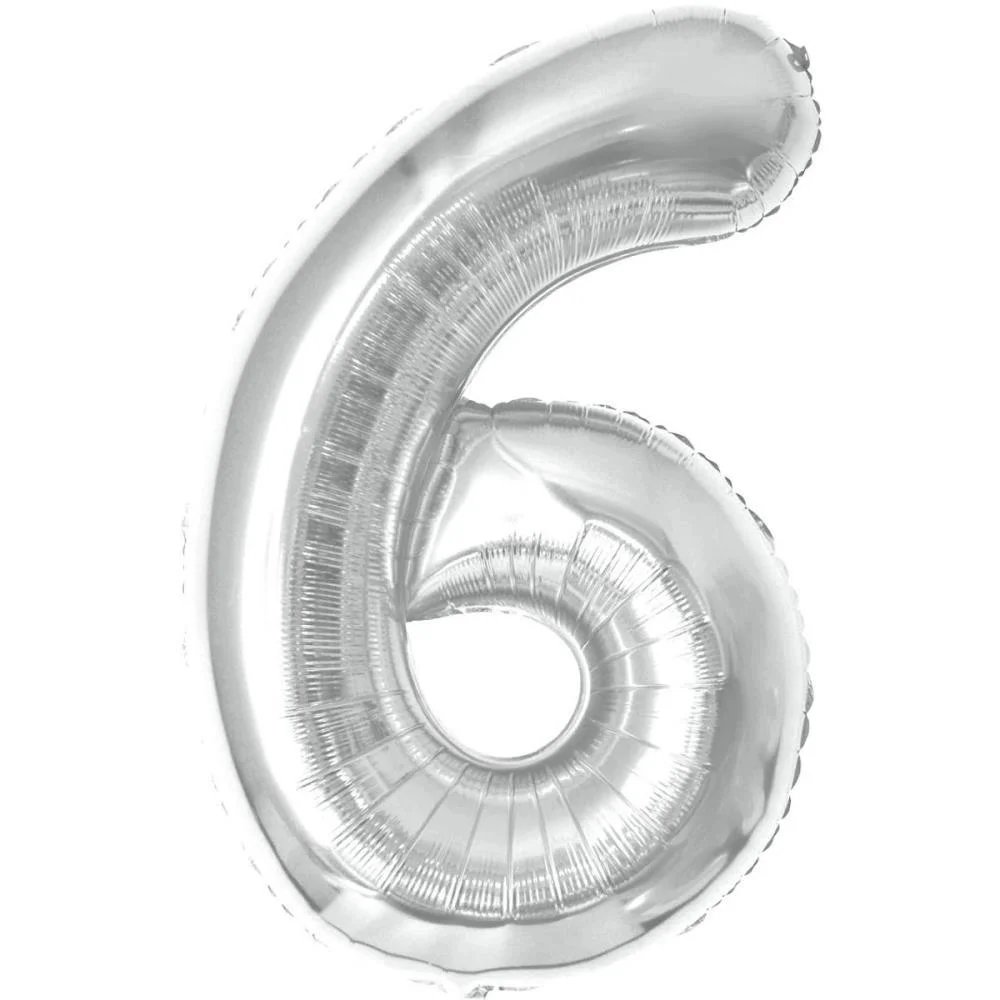 Balao Metalizado Numero 6 Prata 40Cm Make+ - imagem 2