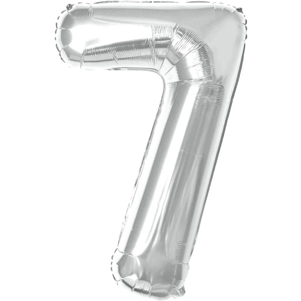 Balao Metalizado Numero 7 Prata 40Cm Make+ - imagem 3