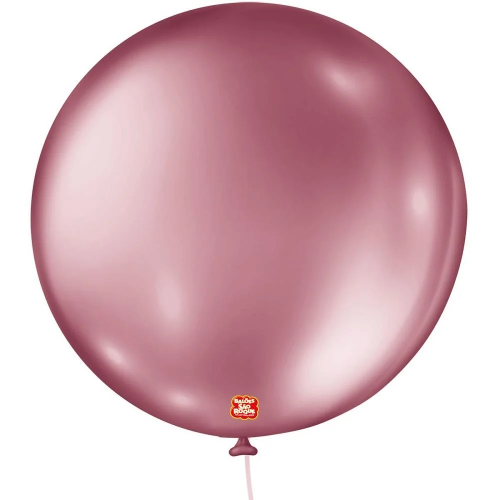 Balao 5 Liso Metalizado Rosa Redondo Sao Roque (Pct.c/25) - imagem 2