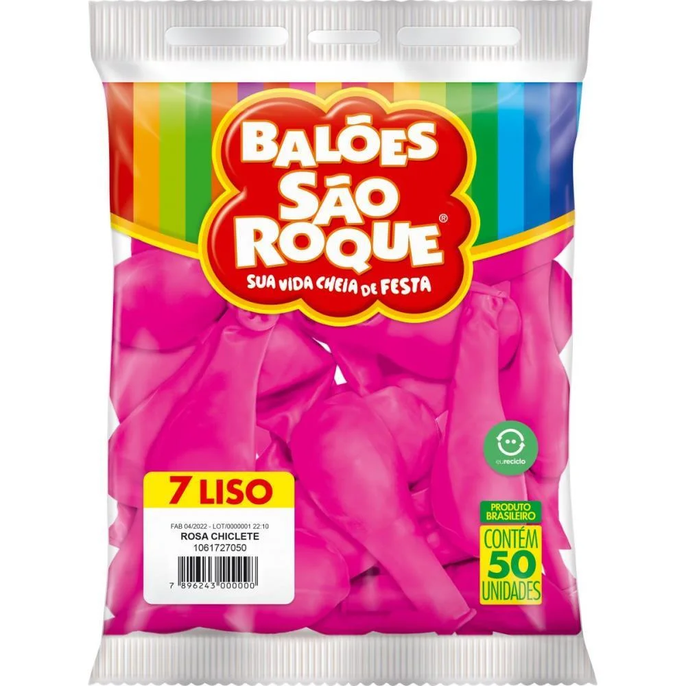 Balao 7 Liso Rosa Chiclete Imperial Sao Roque (Pct.c/50) - imagem 4