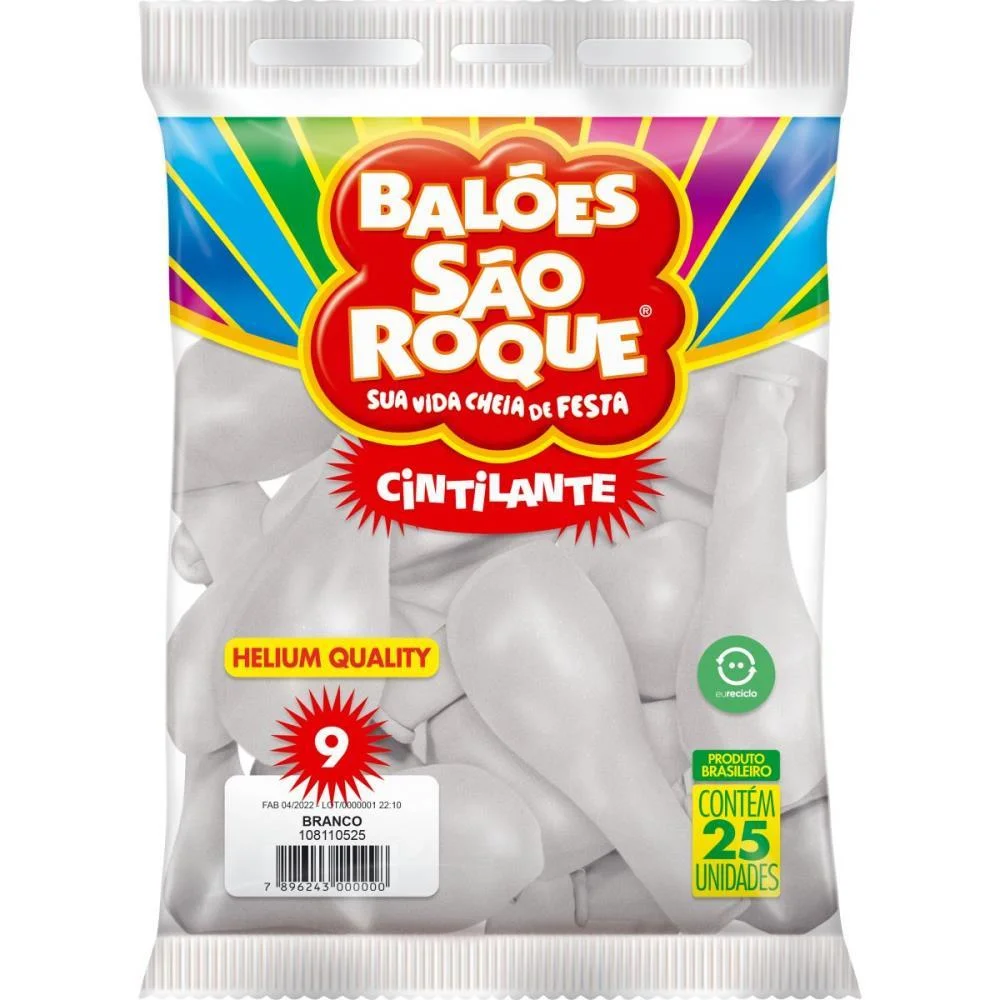 Balao 9 Liso Cintilante Branco Sao Roque (Pct.c/25) - imagem 4