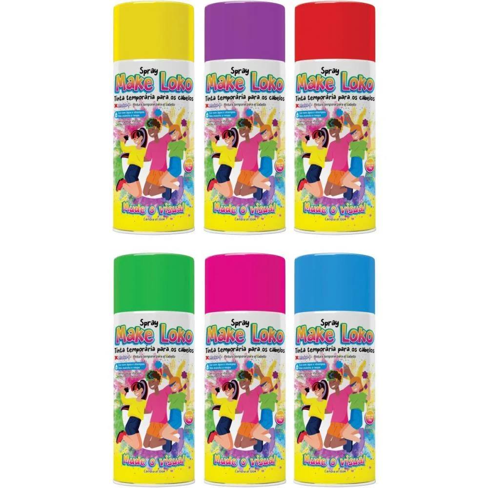 Pinta Cabelo 120Ml Make Loko Cores Sortida Make+ C/ 12 Unidades - imagem 3
