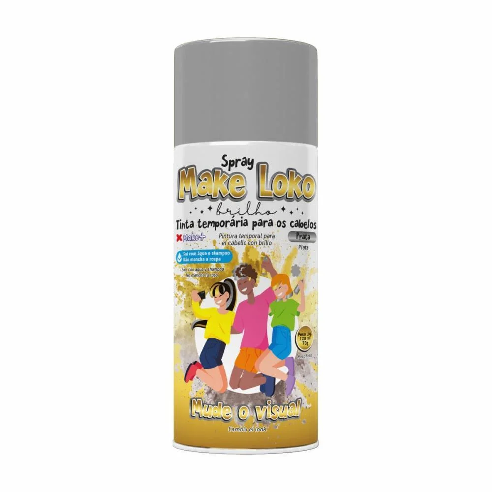 Pinta Cabelo 120Ml Loko Brilho Prata Make+ C/ 24 Unidades - imagem 3