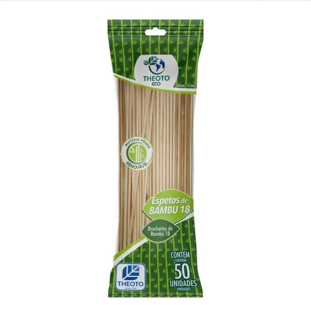 Espeto Madeira 18Cmx3Mm Bambu Theoto (Pct.c/50) - imagem 3