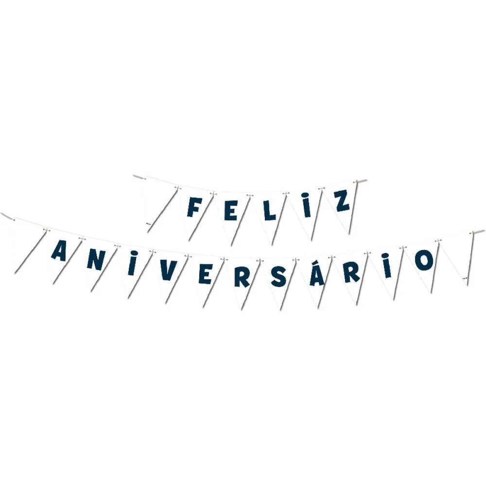 Faixa Decorativa Feliz Aniversario Branca Festcolor - imagem 3