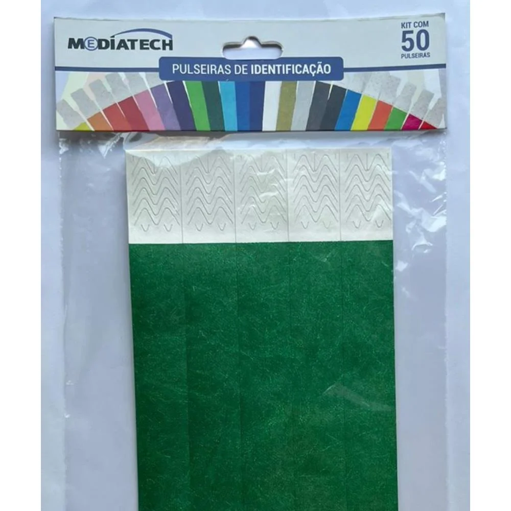 Pulseira Identificacao Tyvek Verde Bandeira Tecnomidia (Pct.c/50) - imagem 5