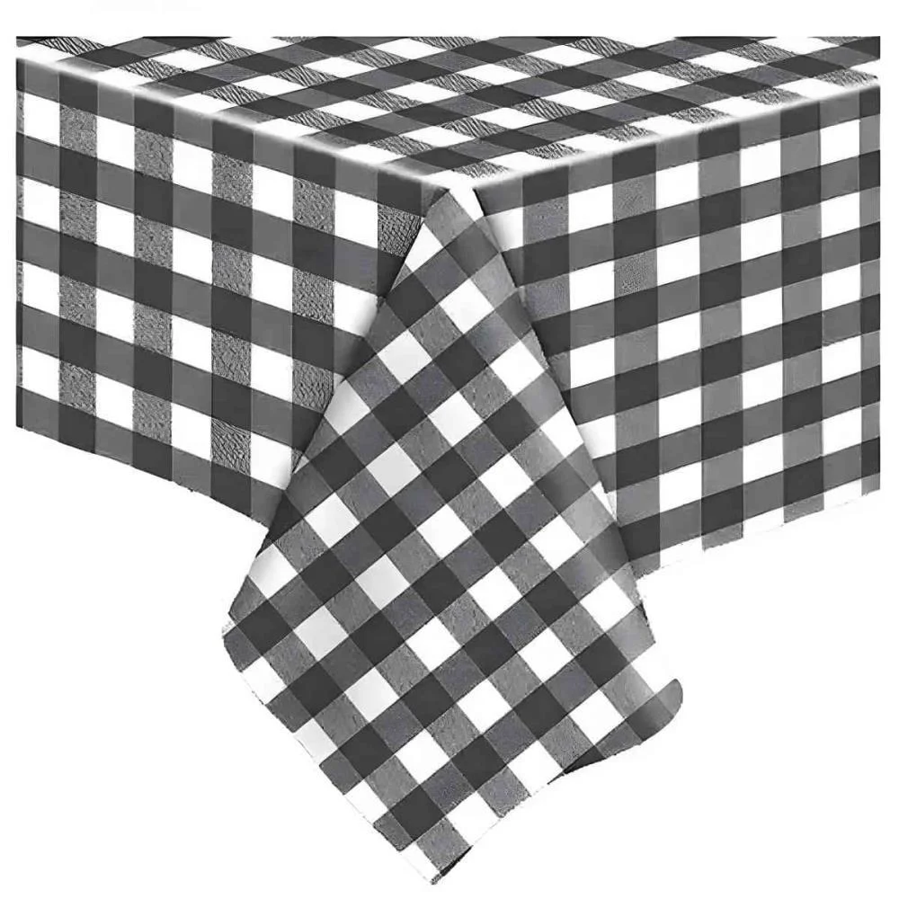 Toalha Plastica 78X78Cm Xadrez Preto Xingo Embalagens (Pct.c/10) - imagem 2