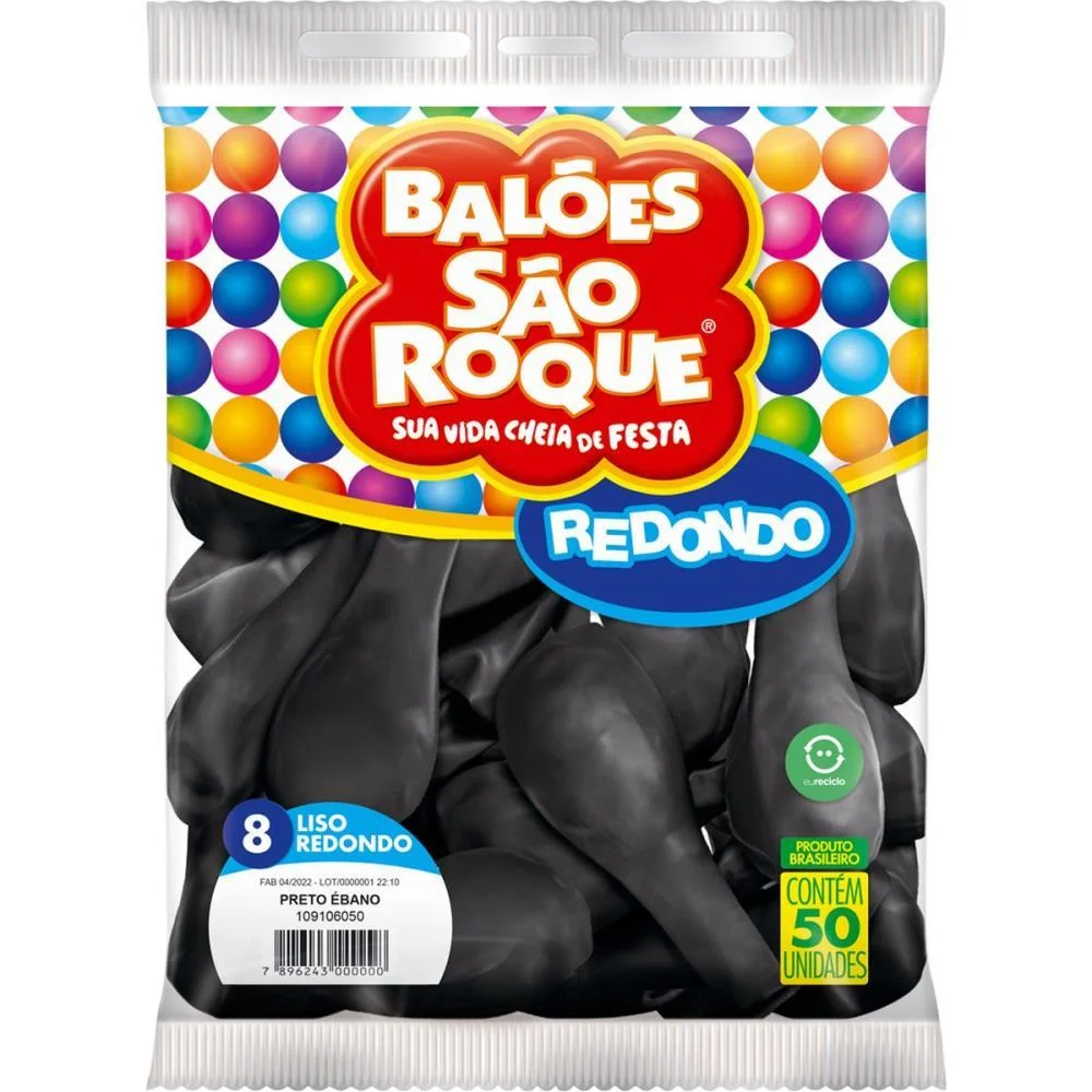 Balao 8 Liso Preto Ebano Sao Roque (Pct.c/50) - imagem 3