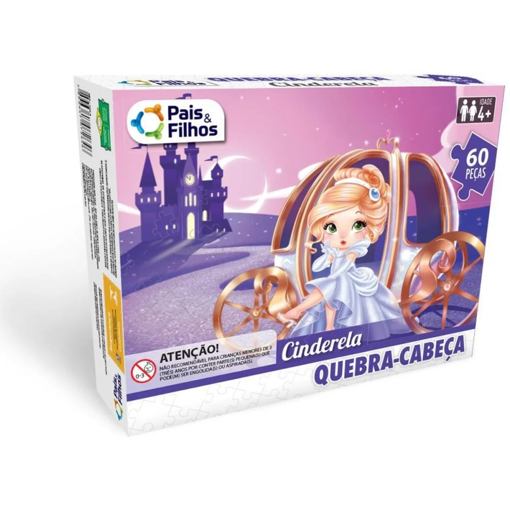 Quebra-Cabeca Cartonado Cinderela 60Pcs Pais E Filhos - imagem 4