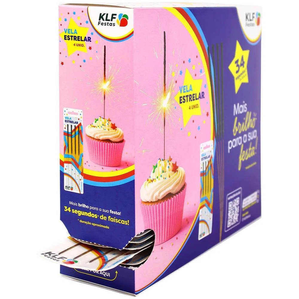 Vela Para Aniversario Estrelar C/04Unds 139Mm Klf Festas C/ 40 Unidades - imagem 4