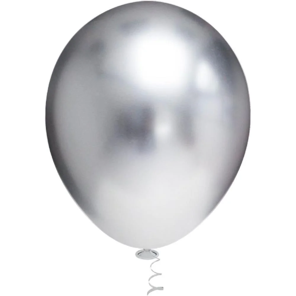 Balao 16 Liso Platino Prata Redondo Riberball (Pct.c/12) - imagem 2