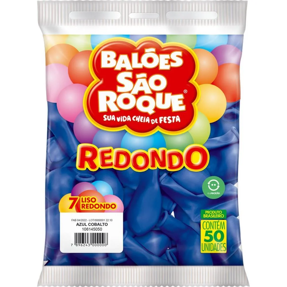 Balao 7 Liso Redondo Azul Cobalto Sao Roque (Pct.c/50) - imagem 3